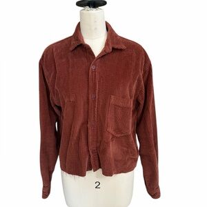 CP Shades X Free People Rust Corduroy Button up cropped
